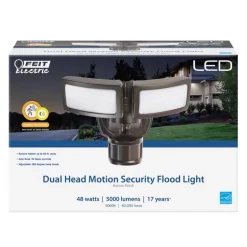 Feit Electric 120V 5000 lm. 5000K Motion-Sensing Hardwired LED Bronze Security Floodlight 48W