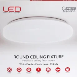 Feit Electric White 17.5W 1300 lm. Flush Mount LED Ceiling Light Fixture 3.8 L x 13 H x 13 W in.
