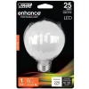 Feit Enhance G25 E26 (Medium) LED Bulb Soft White 25 Watt Equivalence 1 pk
