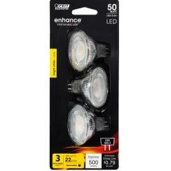 Feit Enhance MR16 GU5.3 LED Bulb Bright White 50 Watt Equivalence 3 pk