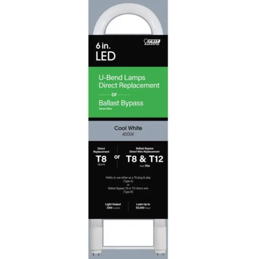 Feit Plug & Play T8 and T12 Cool White 22.5 in. G13 U-Bend LED Linear Lamp 32 Watt Equivalence 1 pk