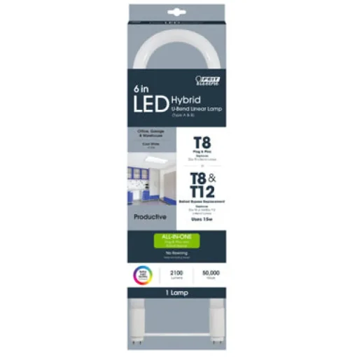 Feit Plug & Play T8 and T12 Cool White 22.5 in. G13 U-Bend LED Linear Lamp 32 Watt Equivalence 1 pk