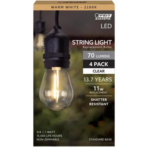 Feit S14 E26 (Medium) LED Bulb Warm White 11 Watt Equivalence 4 pk