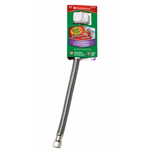 Fluidmaster 3/8 in. Compression X 7/8 in. D Ballcock 12 in. Braided Stainless Steel Toilet Supply Li