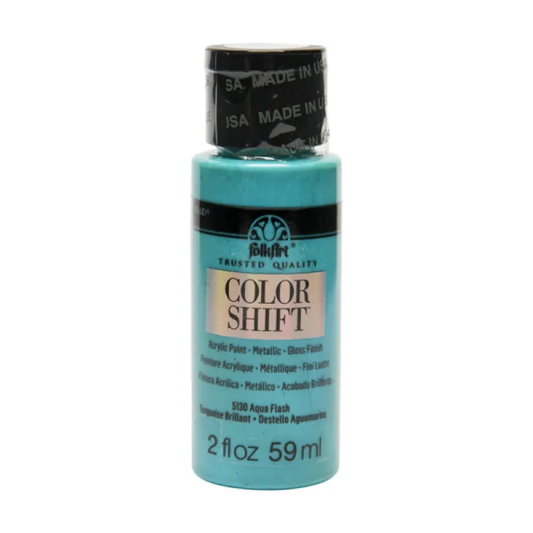 Folkart Color Shift Metallic Aqua Flash Hobby Paint 2 oz. (Pack of 3)