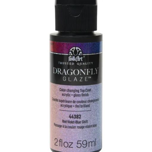 Folkart Dragonfly Glaze Red-Violet-Blue Hobby Paint 2 oz. (Pack of 3)