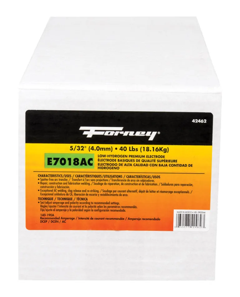 Forney 5/32 in. Dia. x 15 in. L E7018 Mild Steel Low-Hydrogen Welding Electrodes 84000 psi 40 lb.