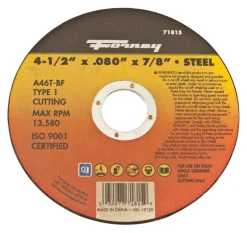Forney 4-1/2 in. D X 7/8 in. Aluminum Oxide Metal Cut-Off Wheel 1 pc