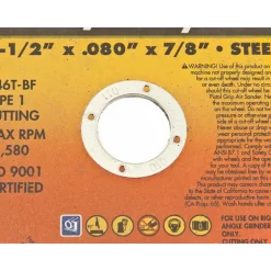 Forney 4-1/2 in. D X 7/8 in. Aluminum Oxide Metal Cut-Off Wheel 1 pc