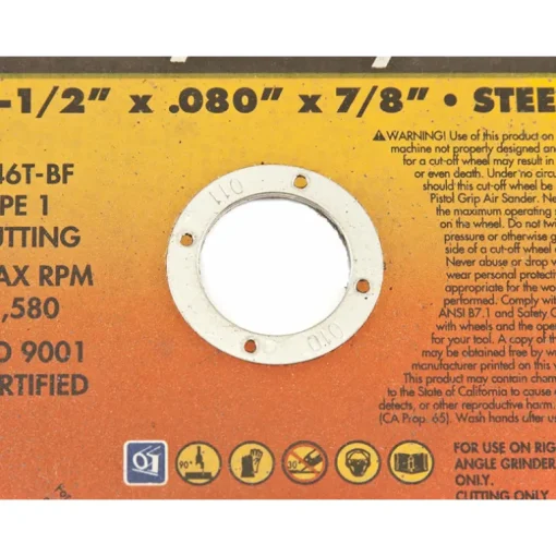Forney 4-1/2 in. D X 7/8 in. Aluminum Oxide Metal Cut-Off Wheel 1 pc