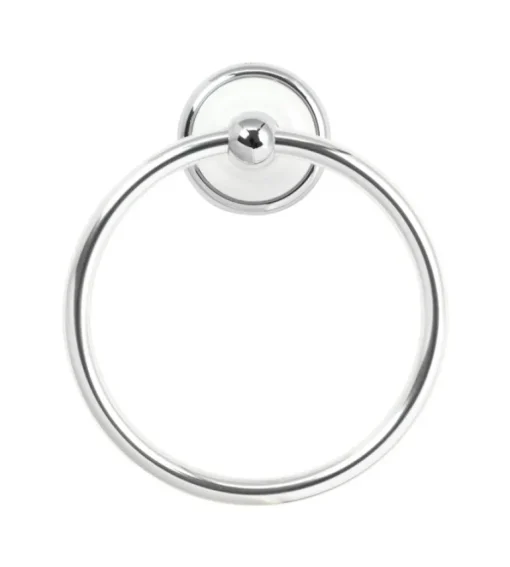 Franklin Brass Bellini Polished Chrome/White Towel Ring Die Cast Zinc