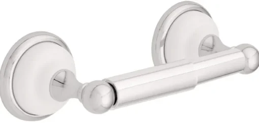 Franklin Brass Polished Chrome White Toilet Paper Holder 3.1 L x 4.6 H x 12 W in.