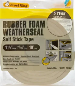 Frost King White Rubber Foam Weather Seal For Doors and Windows 10 ft. L X 0.44 in.