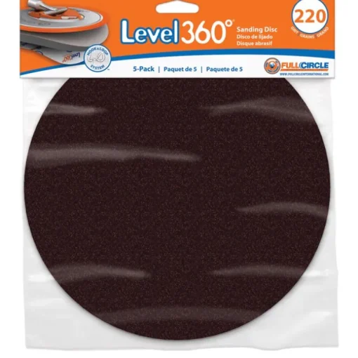 Full Circle Level 360 8.75 in. Aluminum Oxide Hook and Loop Sanding Disc 220 Grit Very Fine 5 pk