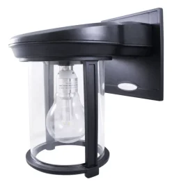Gama Sonic Solar Coach Lantern Semi-Gloss Black Dusk to Dawn LED Wall Lantern