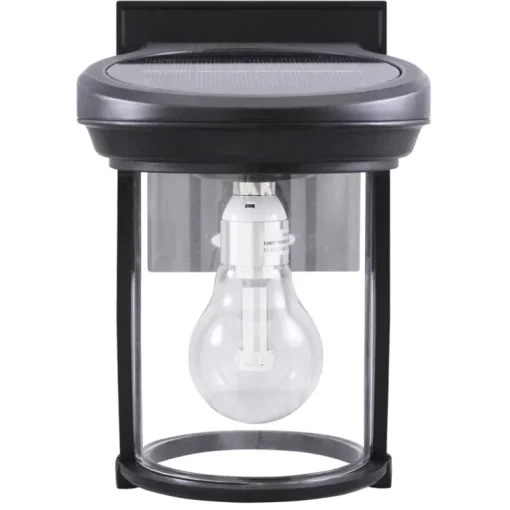 Gama Sonic Solar Coach Lantern Semi-Gloss Black Dusk to Dawn LED Wall Lantern