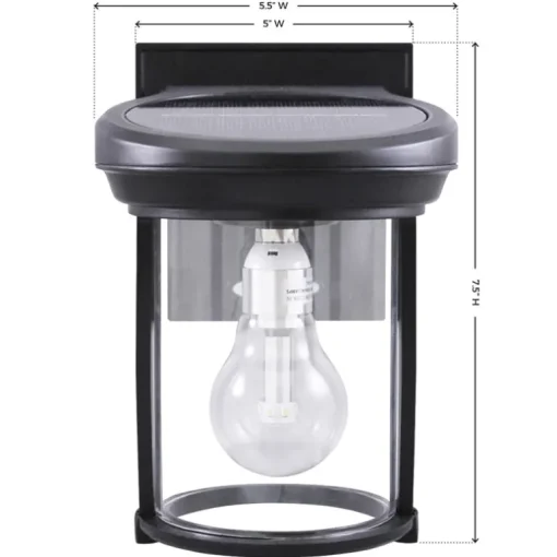 Gama Sonic Solar Coach Lantern Semi-Gloss Black Dusk to Dawn LED Wall Lantern