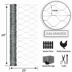 Garden Craft 36 in. H x 25 ft. L 20 Ga. Silver Poultry Netting