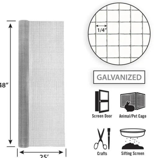 Garden Craft 48 in. W X 25 ft. L Silver Steel Hardware Cloth