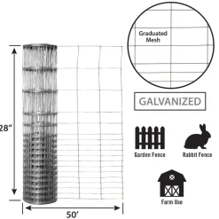 Garden Craft 28 in. H X 50 ft. L Galvanized Steel Welded Wire Fence