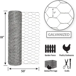 Garden Craft 18 in. H X 50 ft. L Galvanized Steel Fencing 1 in. X 1 in. in.