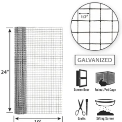 Garden Craft 24 in. H X 10 ft. L Galvanized Steel Hardware Cloth 1/2 in.