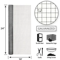 Garden Craft 24 in. H X 10 ft. L Galvanized Steel Hardware Cloth 1/4 in.