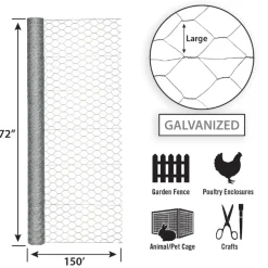 Garden Craft 72 in. H X 150 ft. L Galvanized Steel Poultry Netting 2 in.