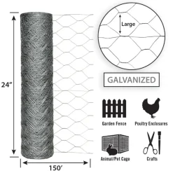 Garden Craft 24 in. H X 150 ft. L Galvanized Steel Poultry Netting 2 in.