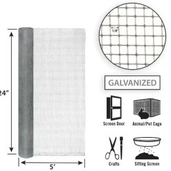 Garden Zone 24 W x 5 ft. L Silver Gray 27 Ga. Steel Hardware Cloth