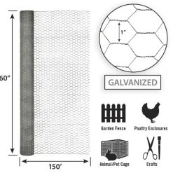 Garden Zone 60 in. H x 150 ft. L 20 Ga. Silver Poultry Netting