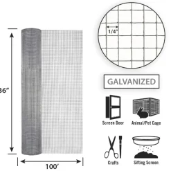 Garden Zone 36 in. W x 100 ft. L Silver Gray Steel Hardware Cloth