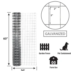 Garden Zone 60 in. H X 50 ft. L Galvanized Steel Garden Fence Silver