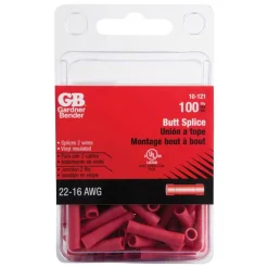 Gardner Bender 22-16 Ga. Insulated Wire Butt Splice Red 100 pk