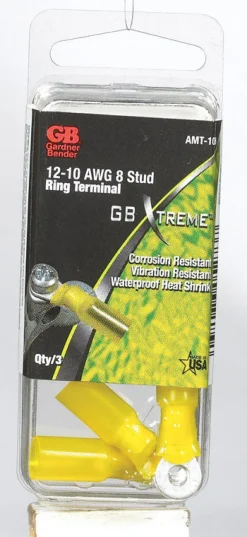 Gardner Bender Xtreme 12-10 Ga. Insulated Wire Ring Terminal Yellow 3 pk