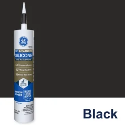 GE Silicone 2 Black Silicone 2 Window and Door Silicone 10.1 oz. (Pack of 12)