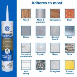 GE Silicone 2 Black Silicone 2 Window and Door Silicone 10.1 oz. (Pack of 12)