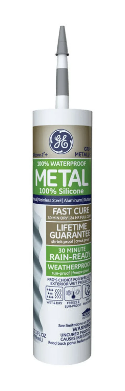 GE Silicone 2 Gray Silicone 2 Metal Gutter Silicone 10.1 oz.