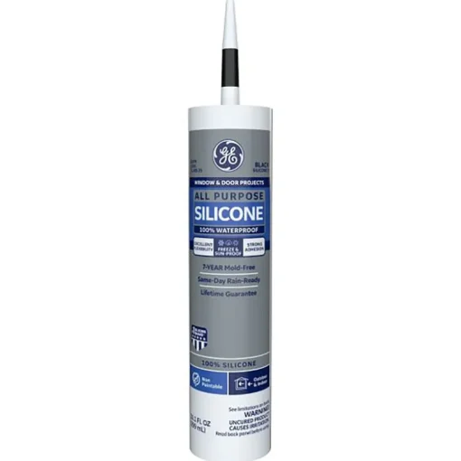 General Electric Black Silicone Waterproof All Purpose Caulk Sealant 10.1 oz. (Pack of 12)