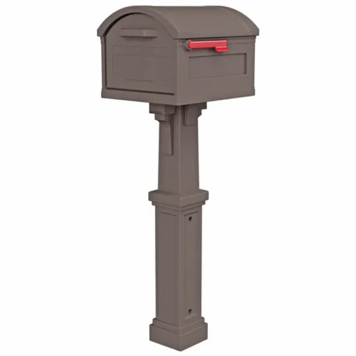 Gibraltar Mailboxes Grand Haven Plastic Post and Box Combo Mocha Mailbox 54 in. H x 16.63 in. W x 20 in. L