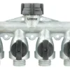 Gilmour Metal Threaded Male 4-Way Shut-off Valve