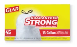 Glad 13 gal. Kitchen Trash Bags Drawstring (Case of 6)