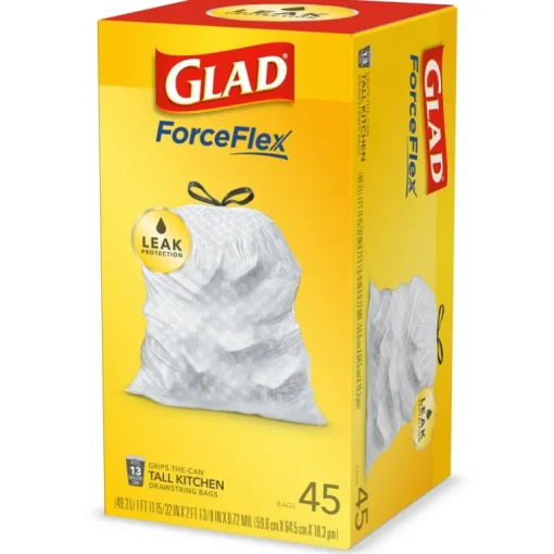 Glad 13 gal. Kitchen Trash Bags Drawstring (Case of 6)