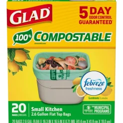 Glad 2.6 gal Lemon Scent Compost Bags Quick Tie 20 pk