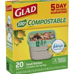 Glad 2.6 gal Lemon Scent Compost Bags Quick Tie 20 pk