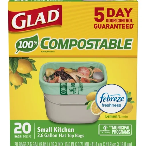 Glad 2.6 gal Lemon Scent Compost Bags Quick Tie 20 pk