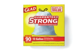 Glad 13 gal. Tall Kitchen Bags Drawstring (Pack of 4)