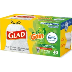 Glad ForceFlex 13 gal Fresh Trash Bags Drawstring 40 pk