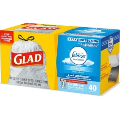 Glad ForceFlex 13 gal Fresh Scent Tall Kitchen Bags Drawstring 40 pk (Pack of 6)