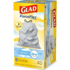 Glad ForceFlex 13 gal Fresh Scent Tall Kitchen Bags Drawstring 40 pk (Pack of 6)